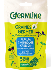 Mélange de graines d'alfalfa, de cresson et de chou rouge